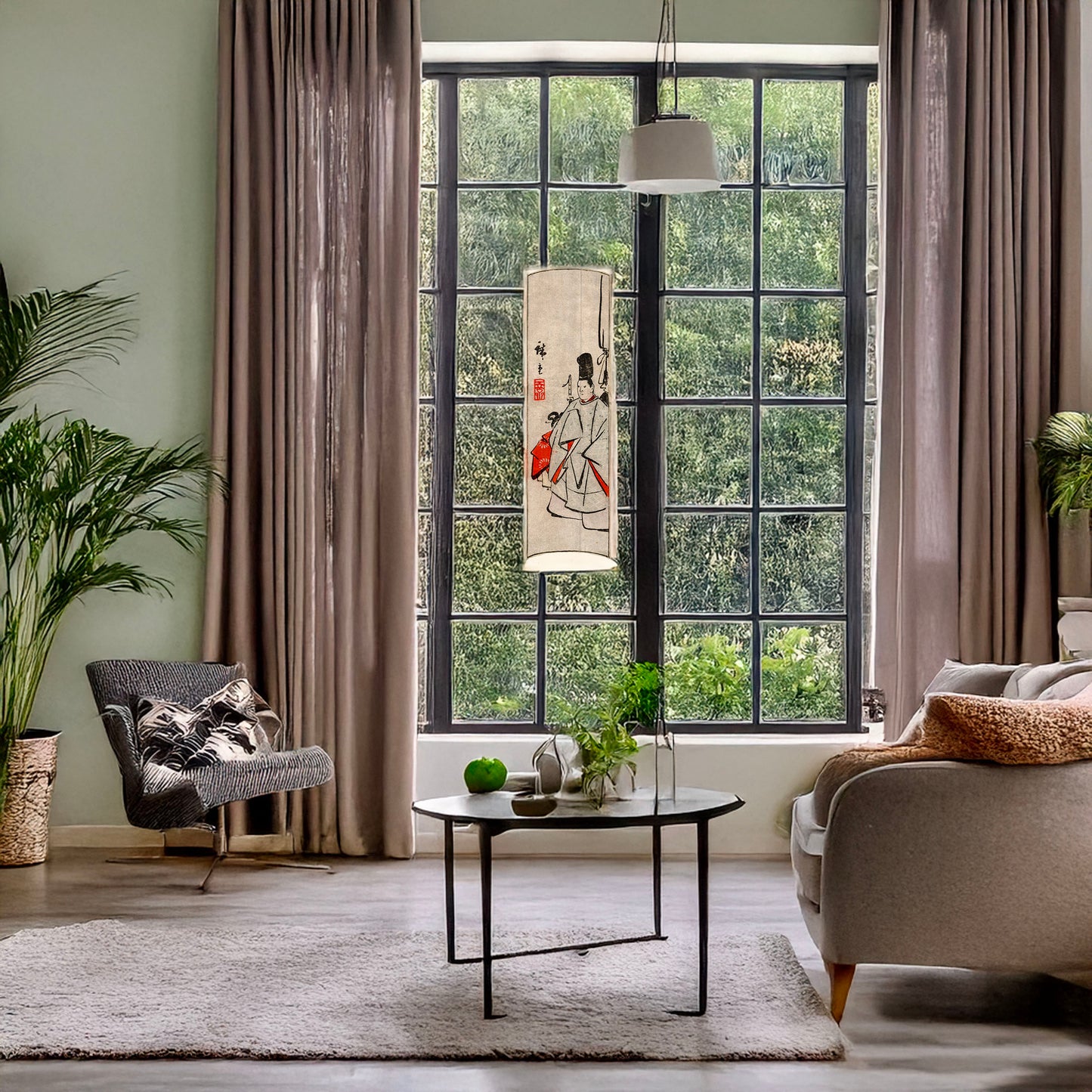 A picture of Kijin zu, a mockup of the print leaning against a wall
