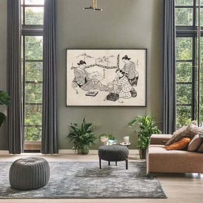 A picture of Kinko echizen, a mockup of the print leaning against a wall