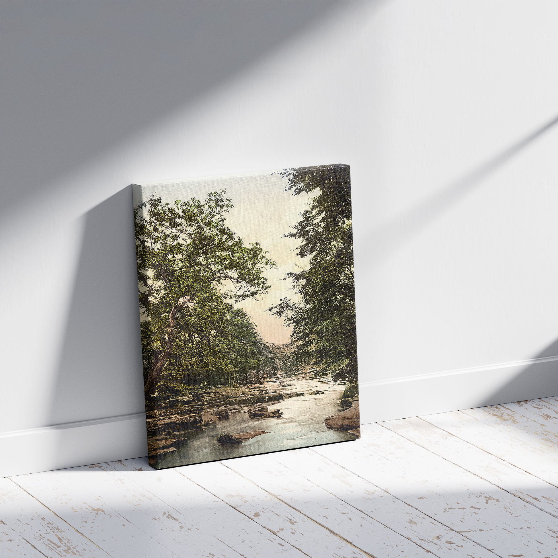 A picture of Kirkby Stephen, Stenkreth, Lake District, England, a mockup of the print leaning against a wall