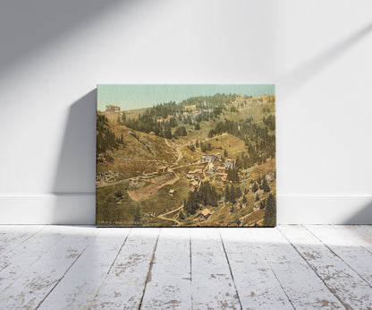 A picture of Klösterli, general view, Rigi, Switzerland, a mockup of the print leaning against a wall