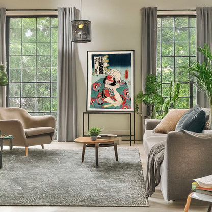 A picture of Kobayashi no asahina, a mockup of the print leaning against a wall