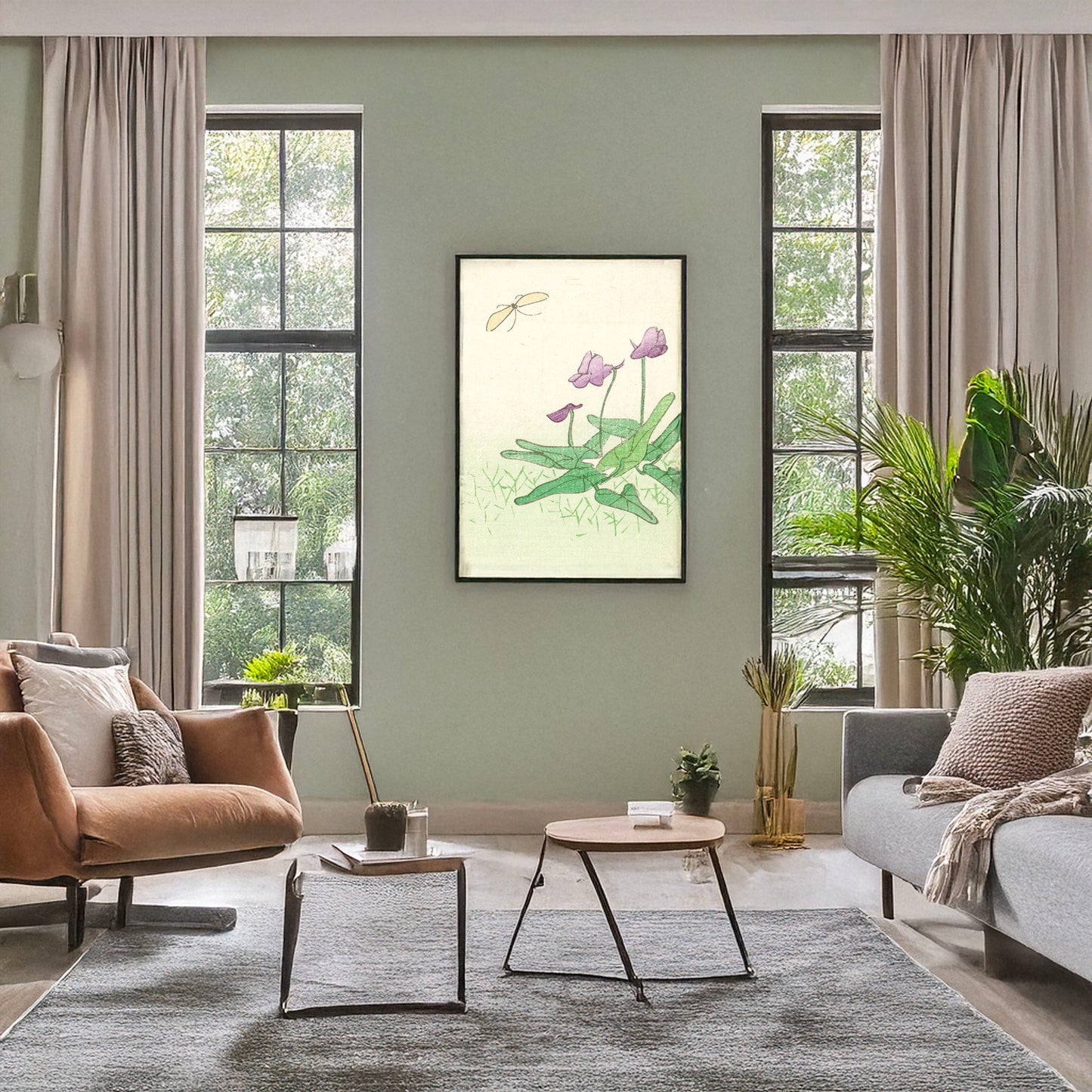 A picture of Kōhone ni chō, a mockup of the print leaning against a wall