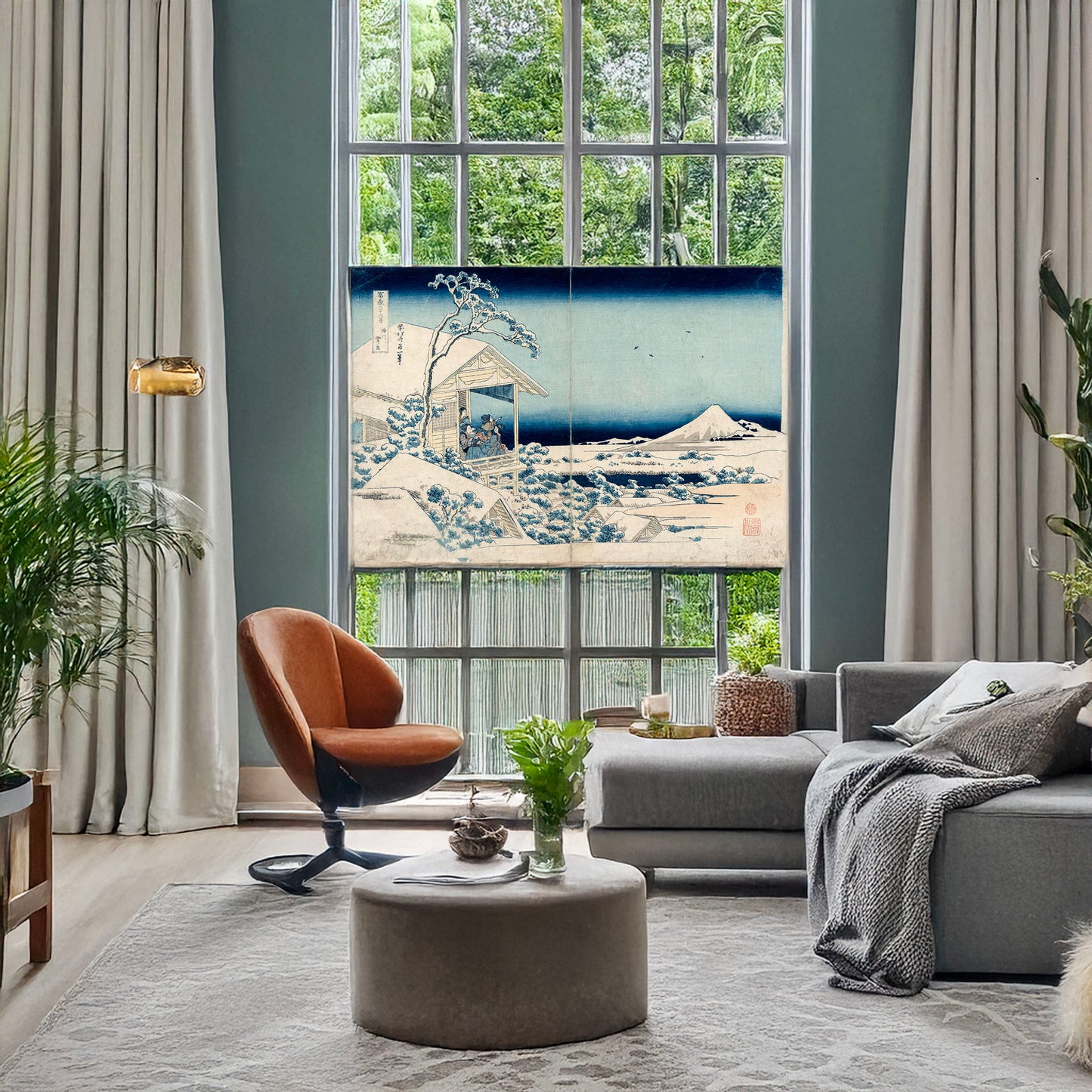 A picture of Koishikawa yuki no ashita, a mockup of the print leaning against a wall
