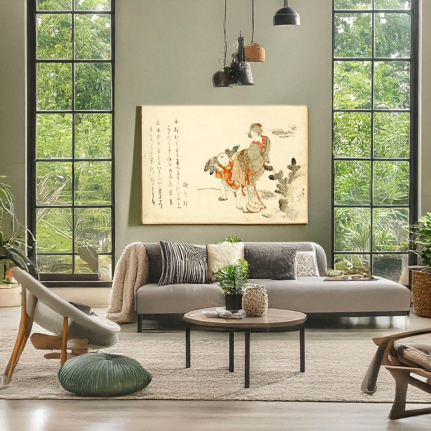 A picture of Komatsubiki, a mockup of the print leaning against a wall
