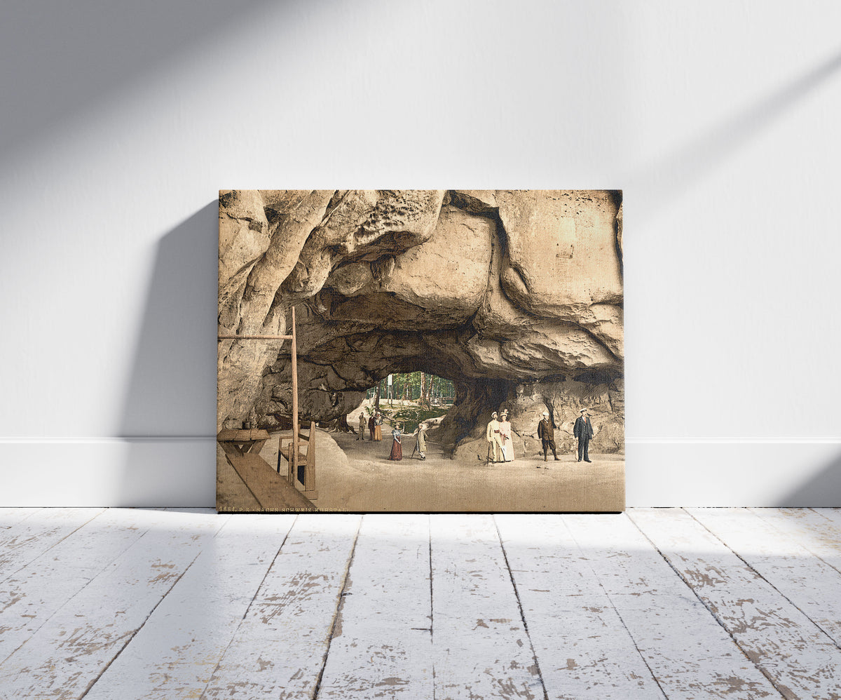 A picture of Kuhstall, Saxony, Germany, a mockup of the print leaning against a wall