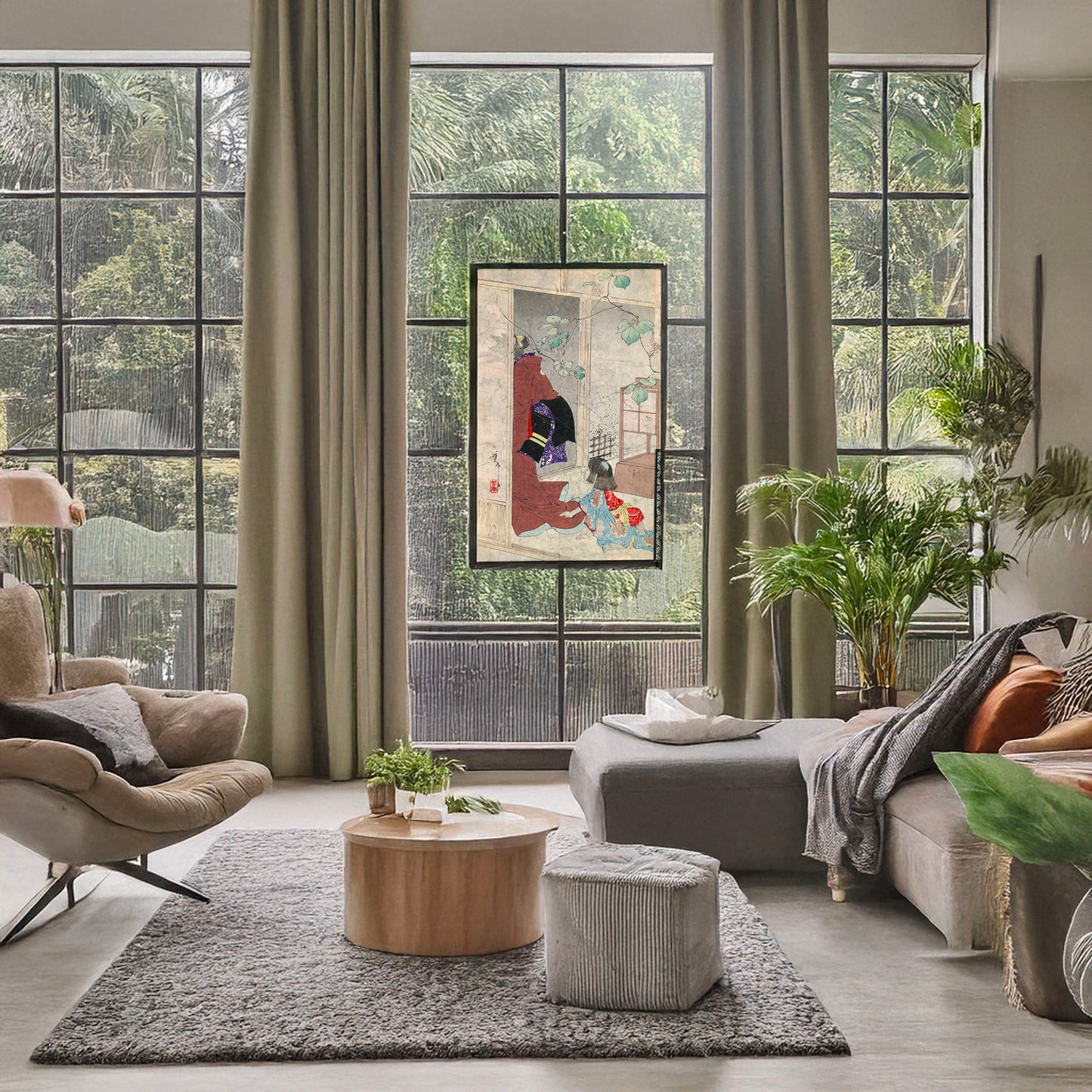 A picture of Kuzu no ha, a mockup of the print leaning against a wall