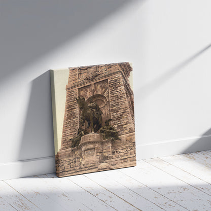 A picture of Kyffhauser and Monument of William I, Thuringia, Germany, a mockup of the print leaning against a wall