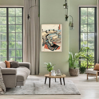 A picture of Kyōto no zu, a mockup of the print leaning against a wall