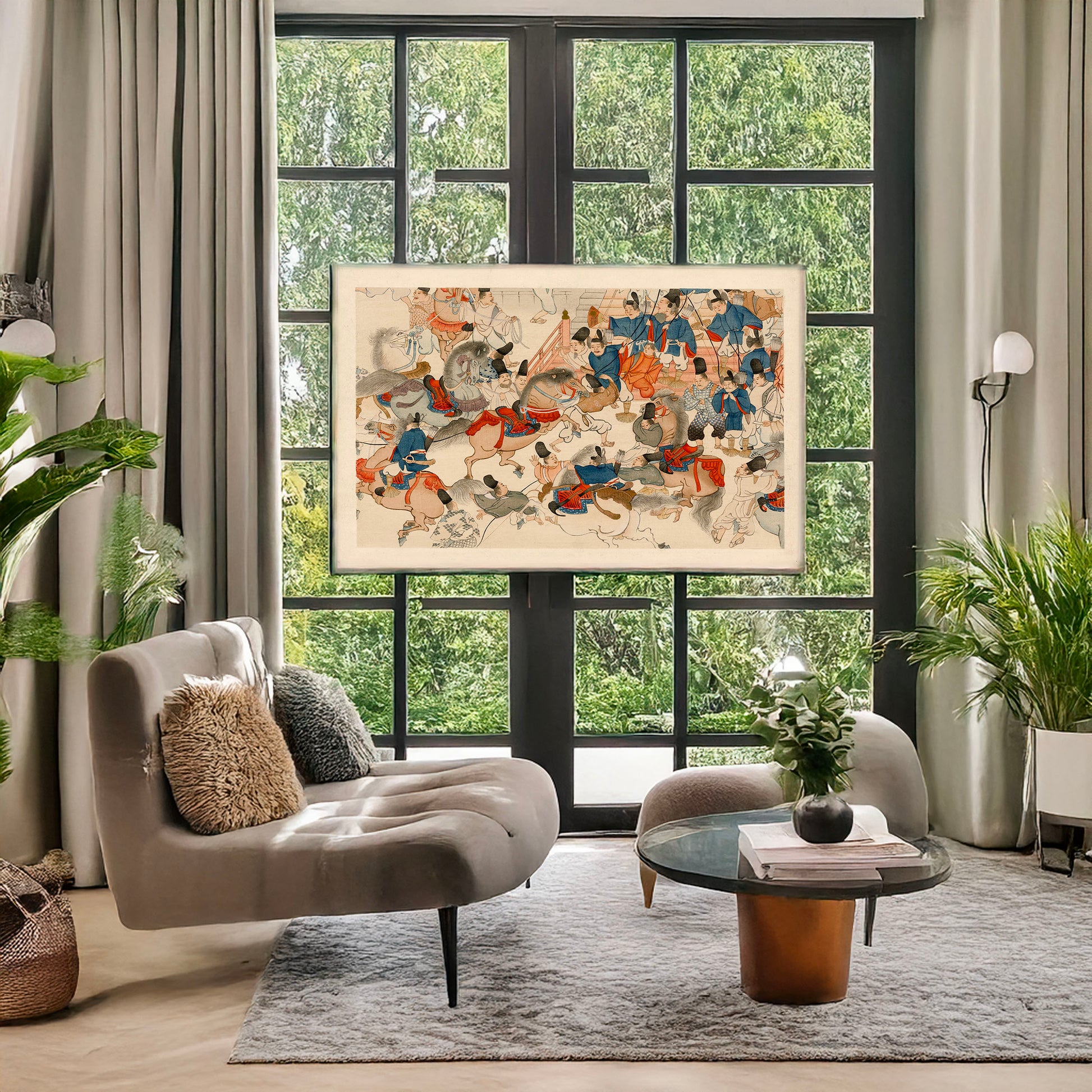 A picture of Kyudenmae no arasoi, a mockup of the print leaning against a wall