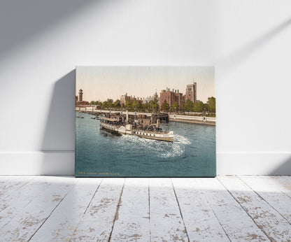 A picture of Lambeth Palace, London, England, a mockup of the print leaning against a wall