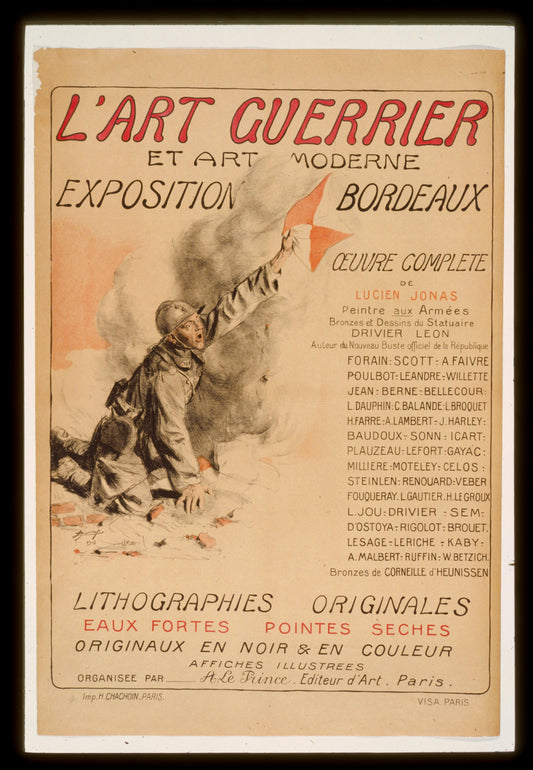 A picture of L'art guerrier et art moderne. Exposition Bordeaux, lithographies, originales, eaux fortes, pointes seches . . . Organisée par A. Le Prince editeur d'art, Paris