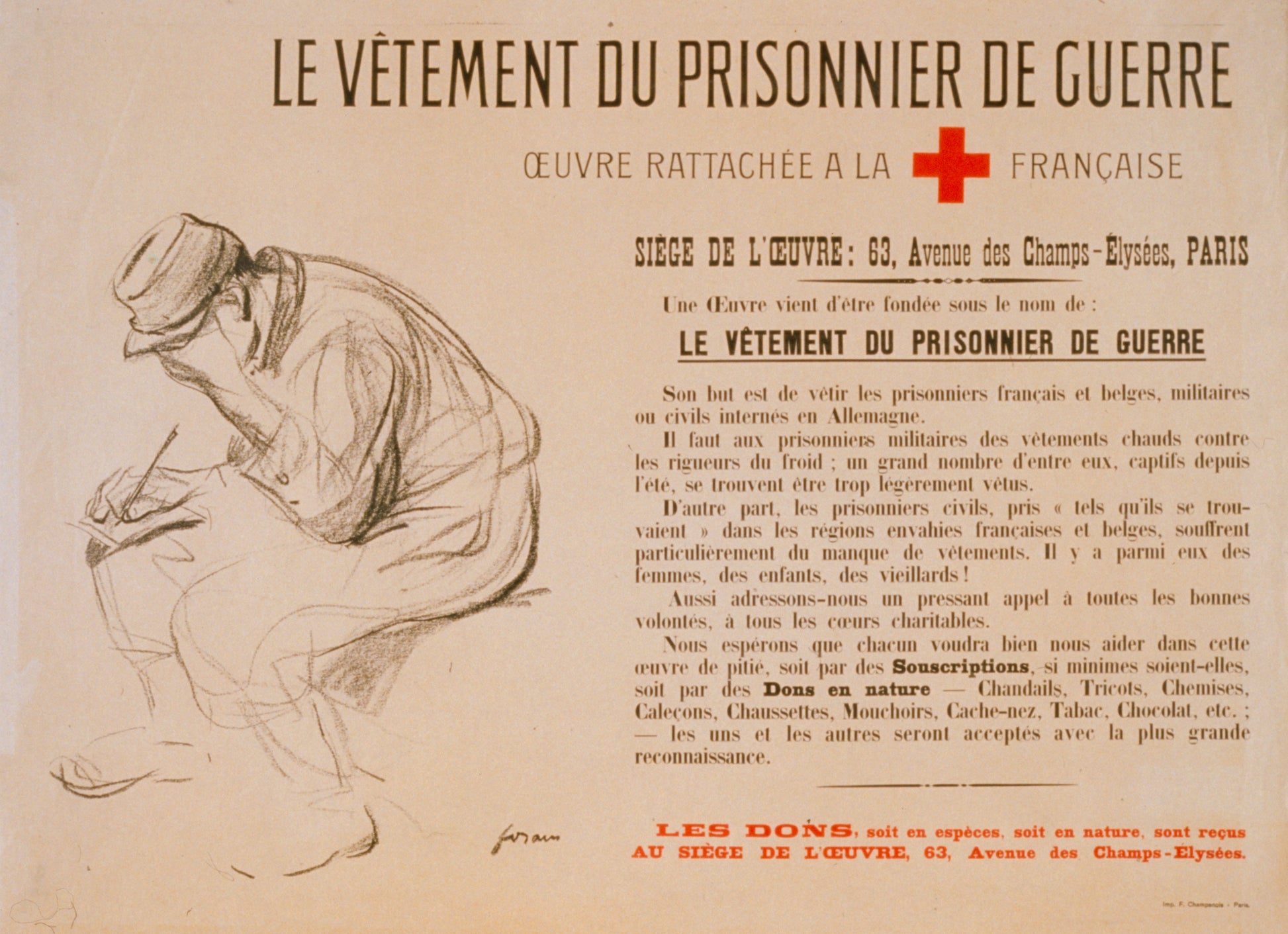 A picture of Le vêtement du prisonnier de guerre. Oeuvre rattachée à la Croix-Rouge Française