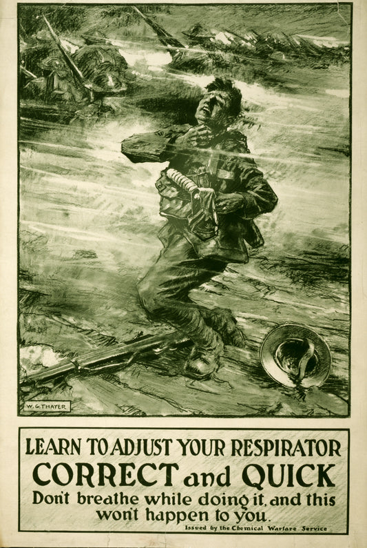 A picture of Learn to adjust your respirator correct and quick. Don't breathe while doing it, and this won't happen to you
