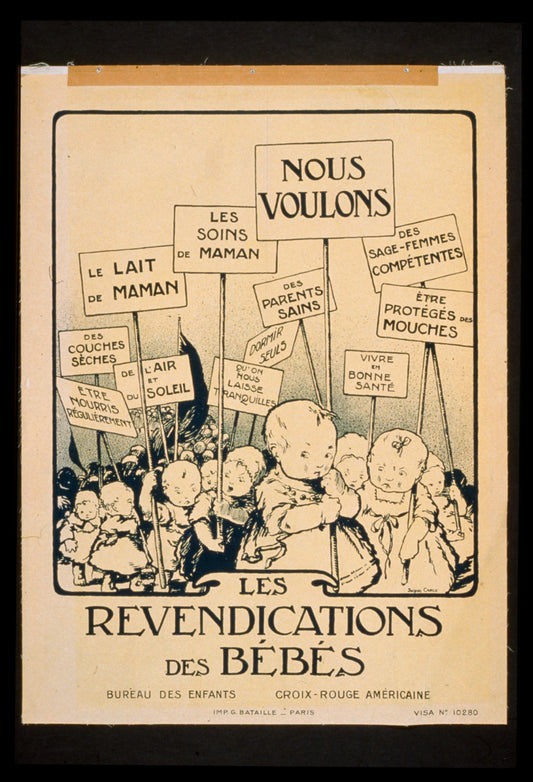 A picture of Les revendications des débbés. Bureau des enfants. Croix-Rouge américaine
