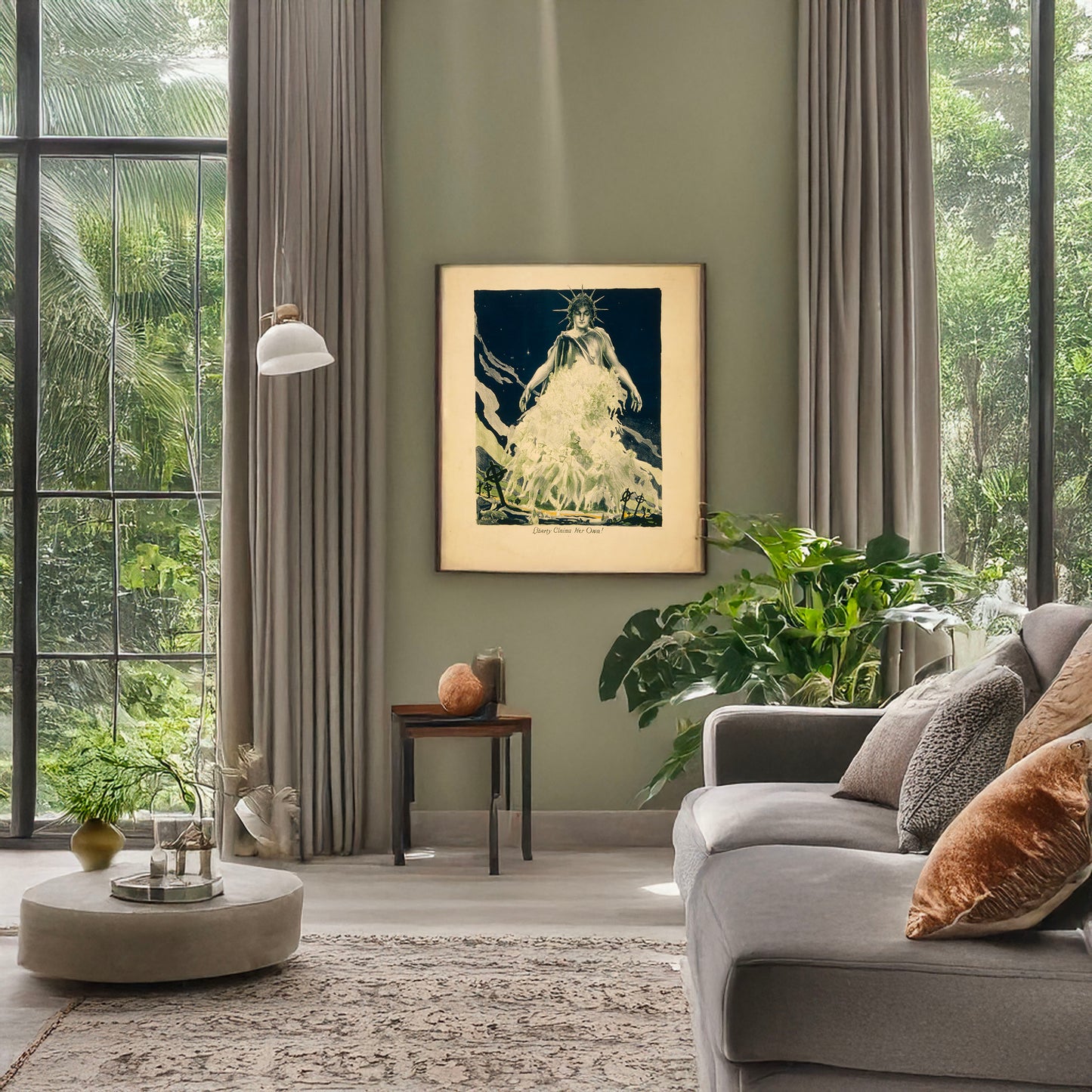 A picture of Liberty claims her own!, a mockup of the print leaning against a wall