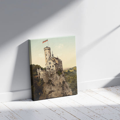 A picture of Lichtenstein Castle, Wurtemburg, Germany, a mockup of the print leaning against a wall