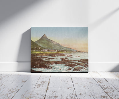 A picture of Lion's Head and Three Anchor Bay, a mockup of the print leaning against a wall