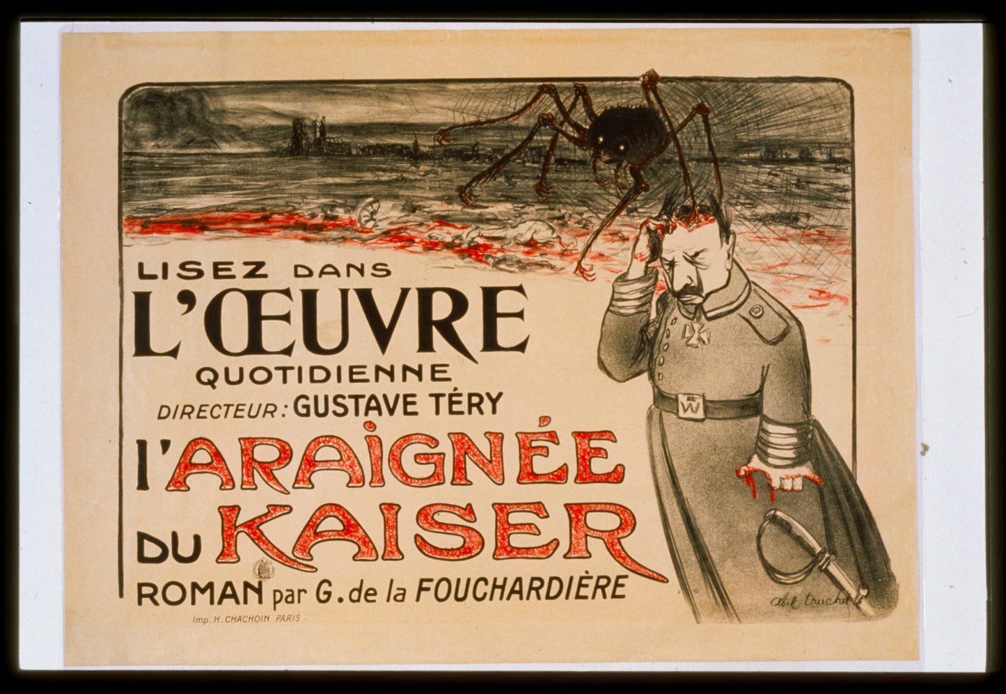 A picture of Lisez dans 'l'Oeuvre' . . . 'L'Araignée du Kaiser' roman par G. de la Fouchardiére