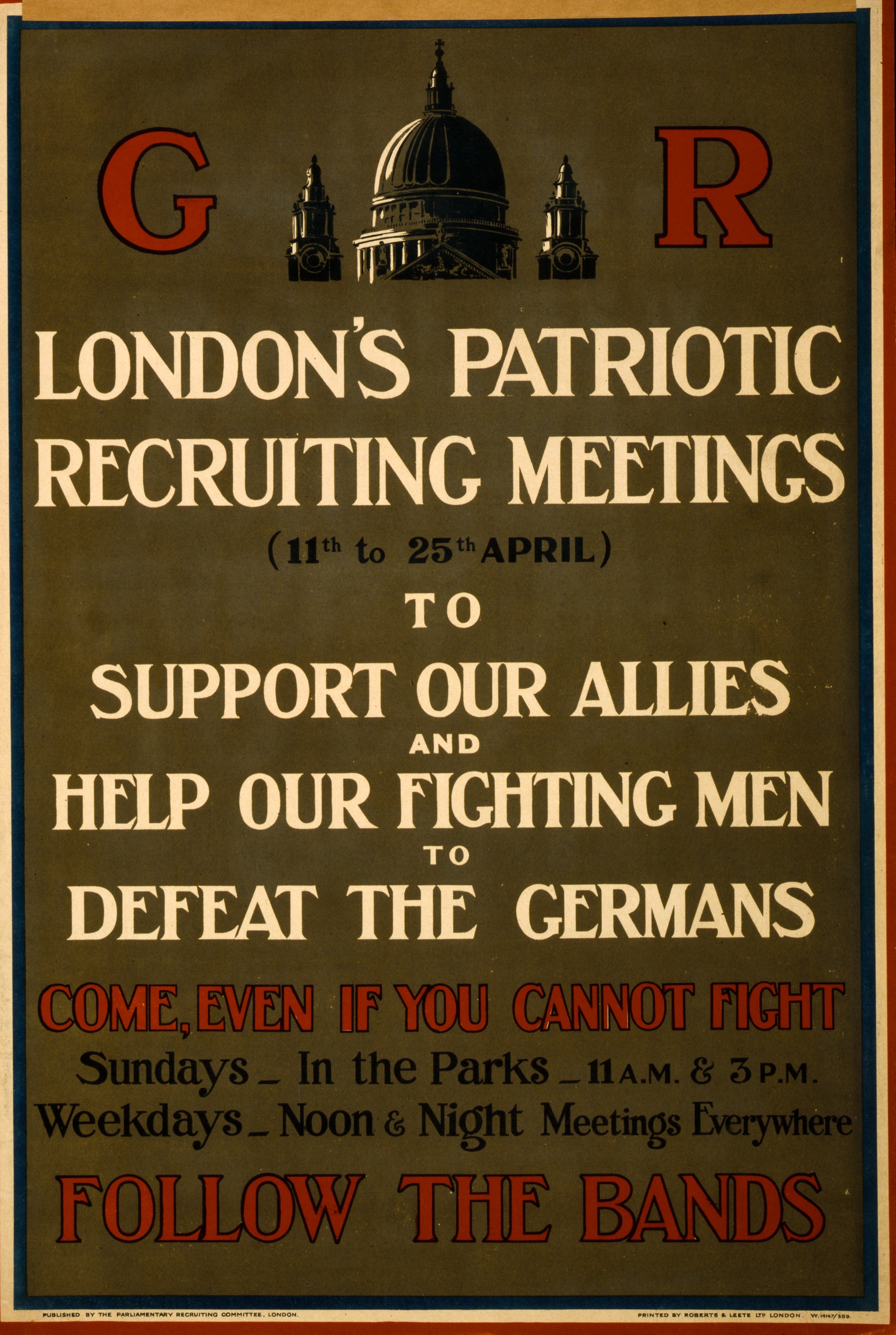 A picture of London's patriotic recruiting meetings ... Follow the bands