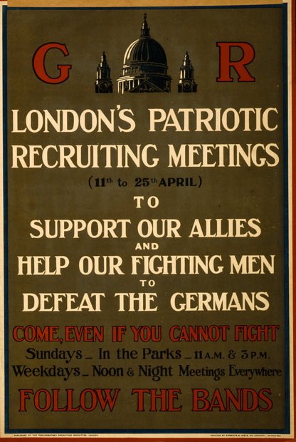 A picture of London's patriotic recruiting meetings ... Follow the bands