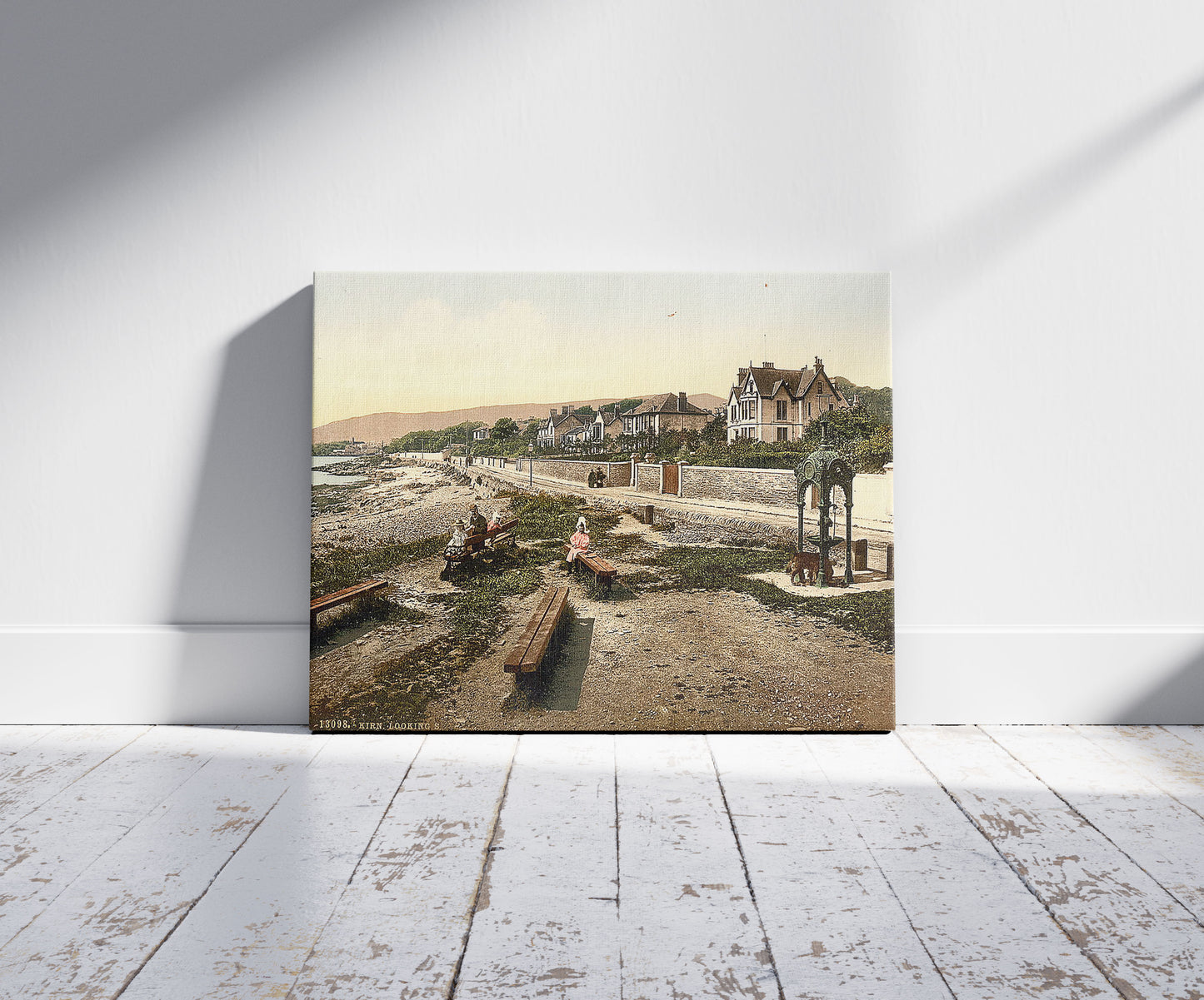 A picture of Looking south, Kirn, Scotland, a mockup of the print leaning against a wall