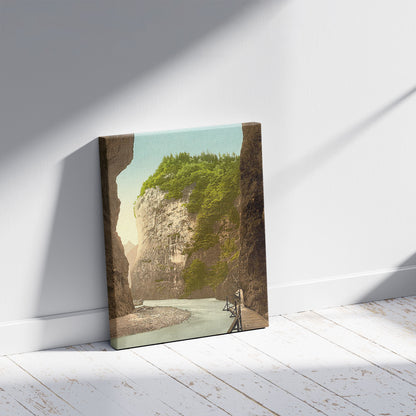 A picture of Lutschinen, Aare Ravine, III, Bernese Oberland, Switzerland, a mockup of the print leaning against a wall