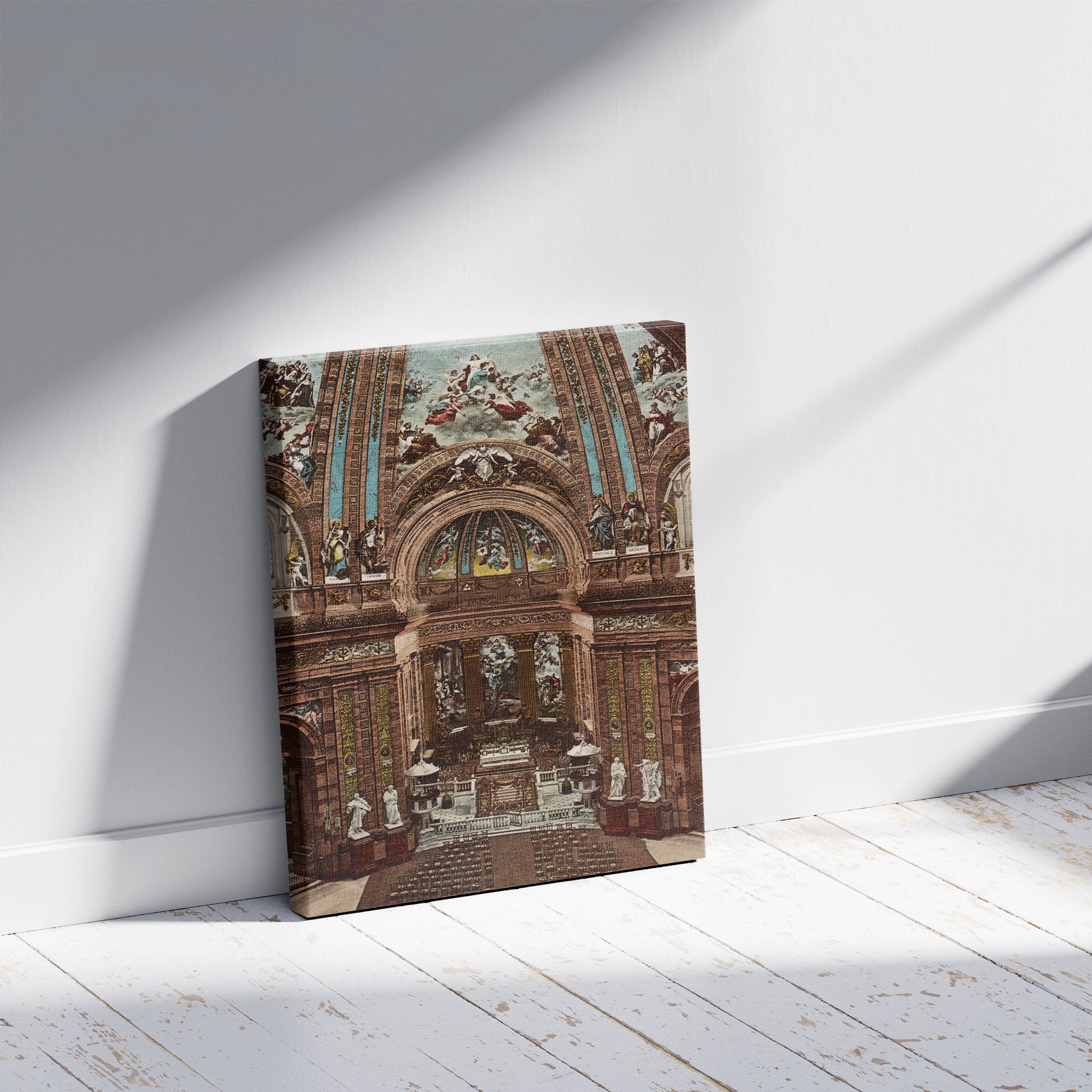 A picture of Madrid. San Francisco el Grande. Interior, a mockup of the print leaning against a wall