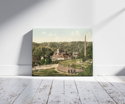 A picture of Maegdesprung, Hartz, Germany, a mockup of the print leaning against a wall
