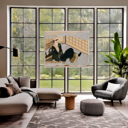 A picture of Makura ehon no iichibu, a mockup of the print leaning against a wall