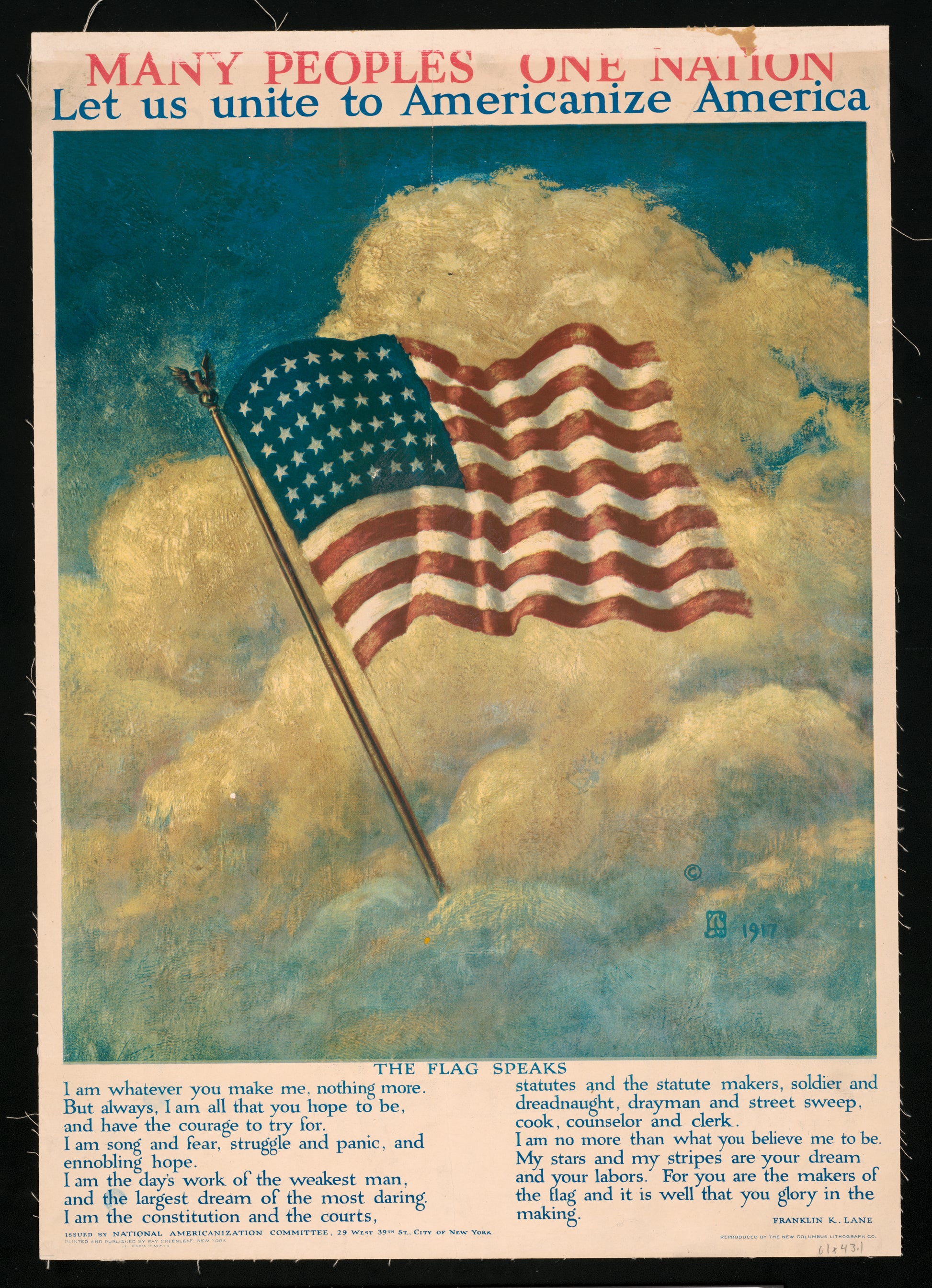 A picture of Many peoples - one nation Let us unite to Americanize America.