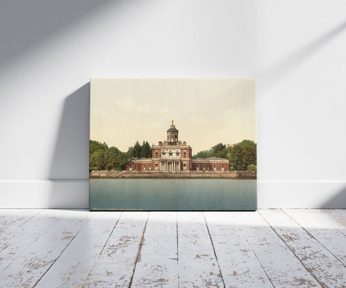 A picture of Marble Palace, Potsdam, Berlin, Germany, a mockup of the print leaning against a wall