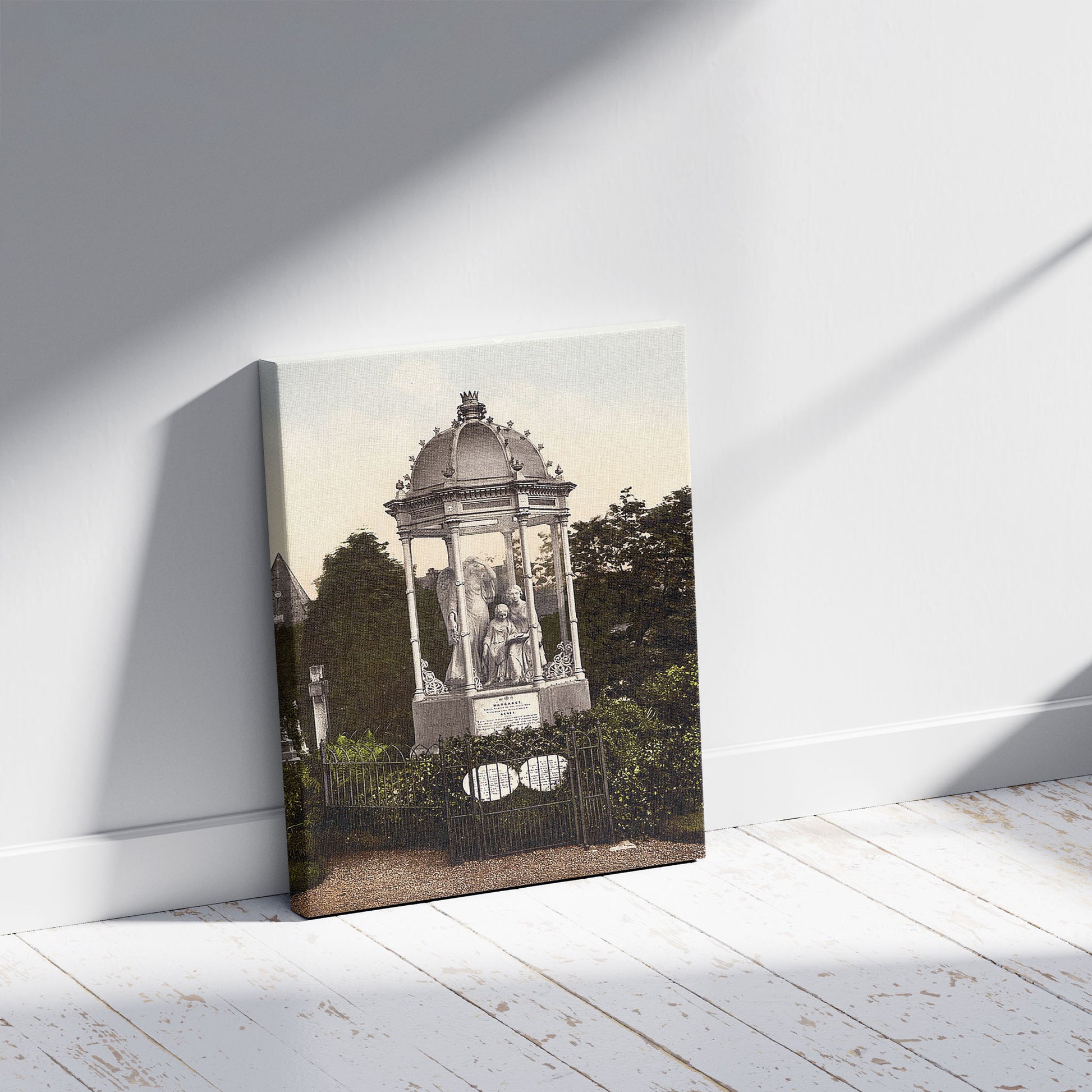 A picture of Martyrs' Monument, Stirling, Scotland, a mockup of the print leaning against a wall