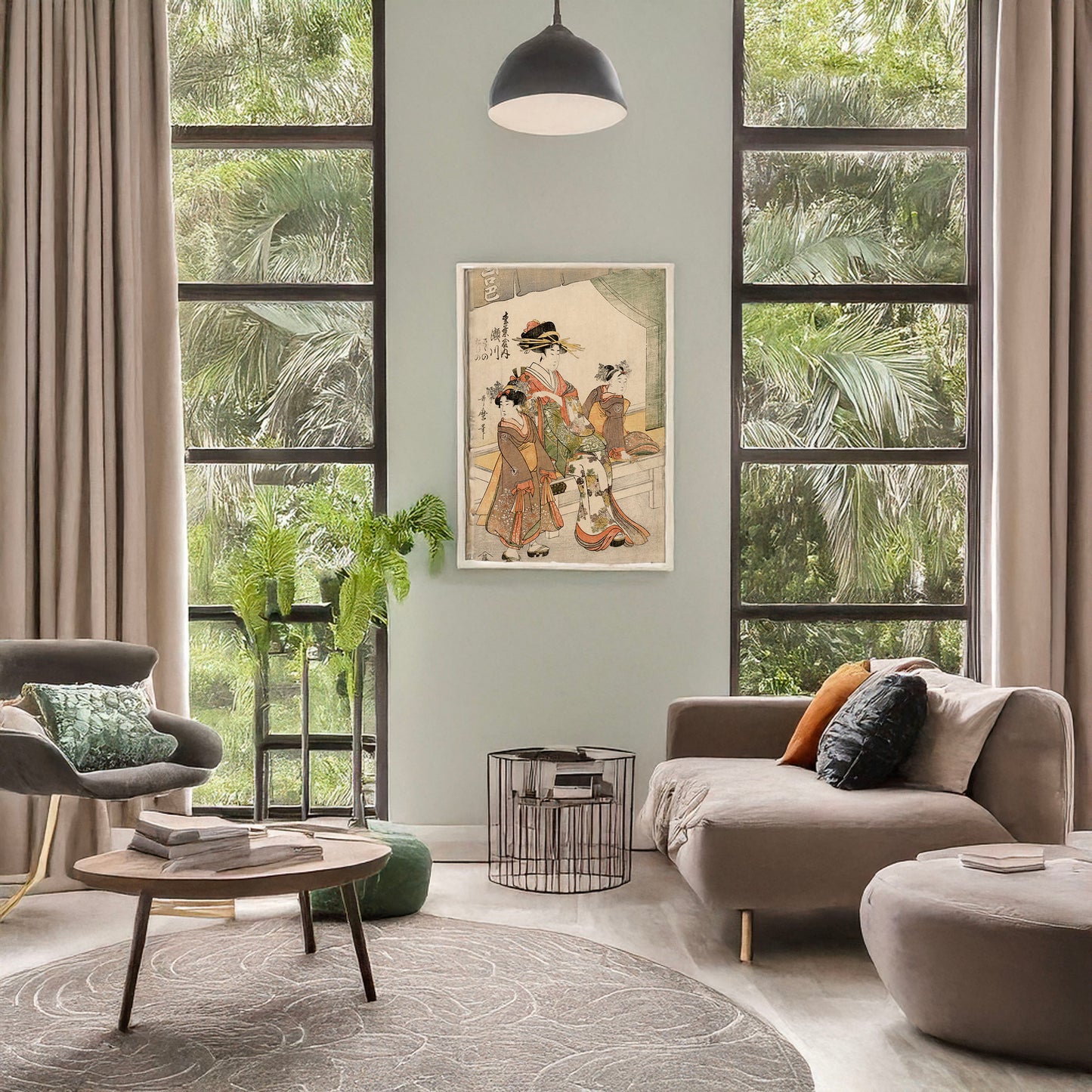 A picture of Matsubaya uchi segawa, a mockup of the print leaning against a wall