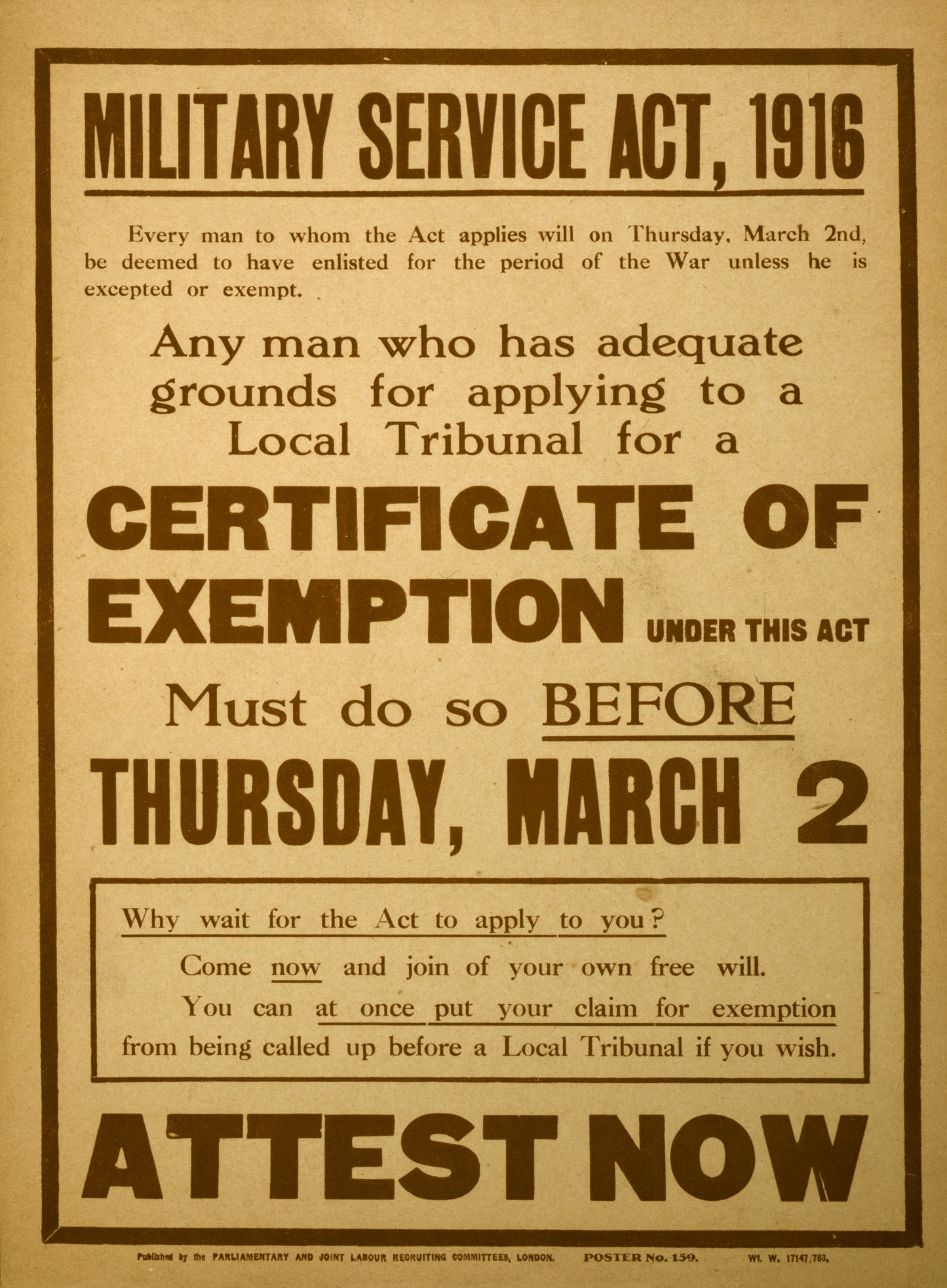 A picture of Military service act, 1916 ... Attest now