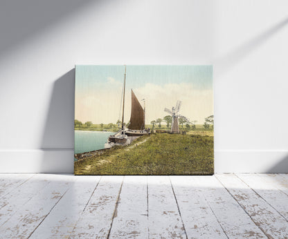 A picture of Mill, Horning Village, England, a mockup of the print leaning against a wall