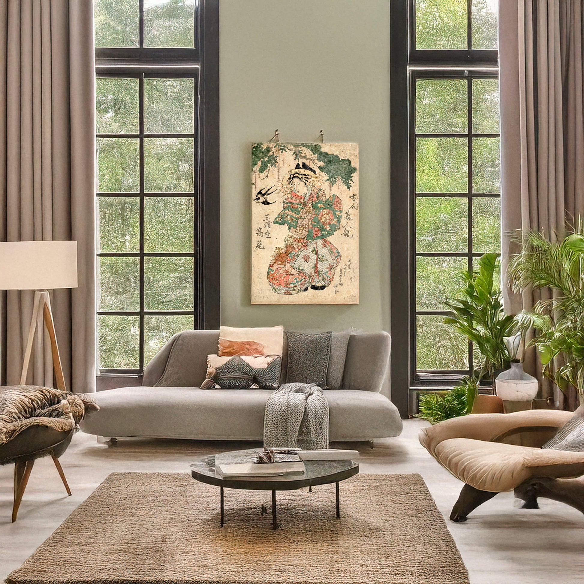 A picture of Miuraya takao, a mockup of the print leaning against a wall