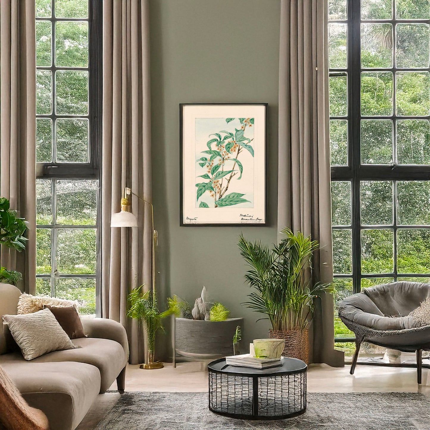 A picture of Mokŭsei o? fragr., a mockup of the print leaning against a wall