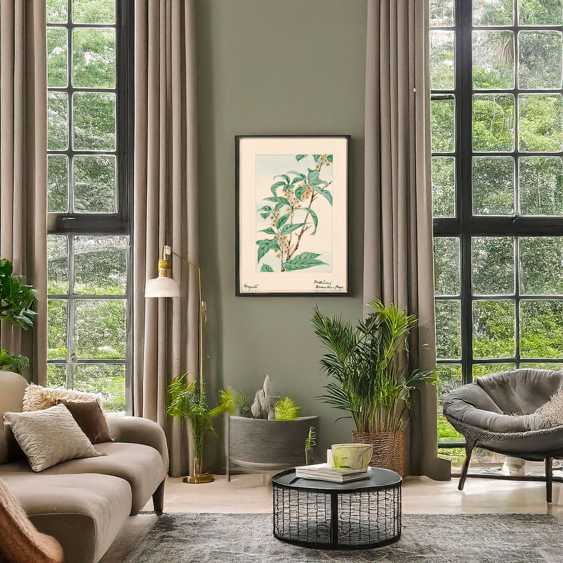 A picture of Mokŭsei o? fragr., a mockup of the print leaning against a wall