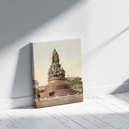 A picture of Monument of Catherine II, St. Petersburg, Russia, a mockup of the print leaning against a wall