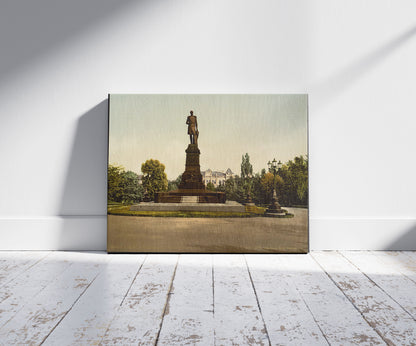 A picture of Monument to Emperor Nicholas I, Kiev, Ukraine, a mockup of the print leaning against a wall