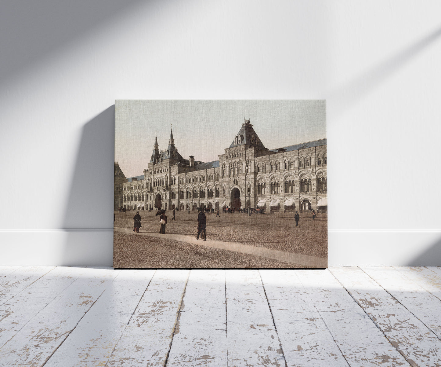 A picture of Moscou. Les Nowo Rjädy, a mockup of the print leaning against a wall