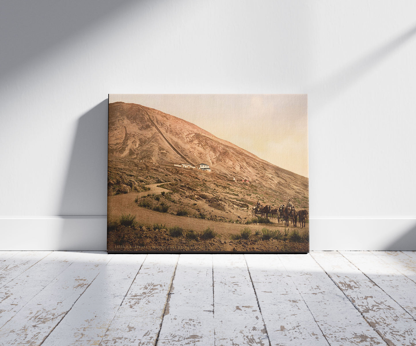 A picture of Mount Vesuvius, road and railroad, Naples, Italy