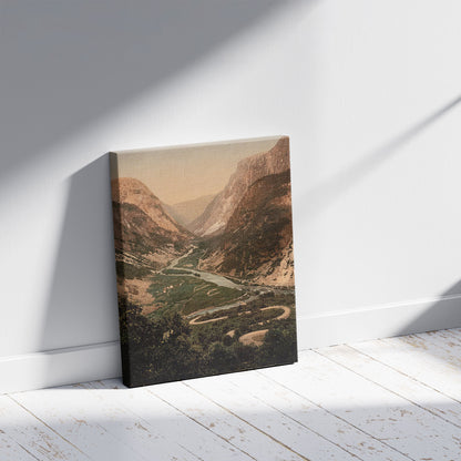 A picture of Naerodalen (ie. , Nærøydalen) Norway, a mockup of the print leaning against a wall