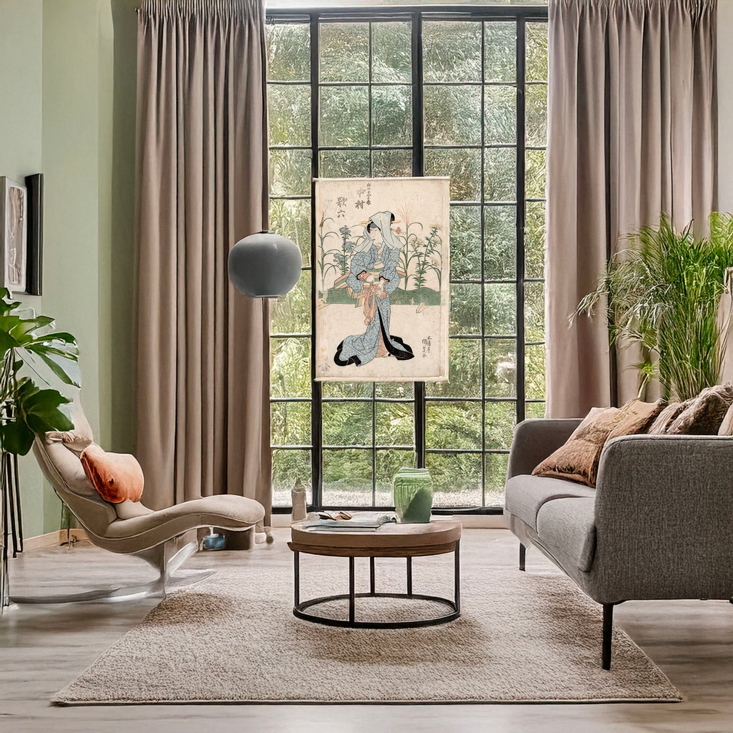 A picture of Nakamura karoku no kinokuniya koharu, a mockup of the print leaning against a wall