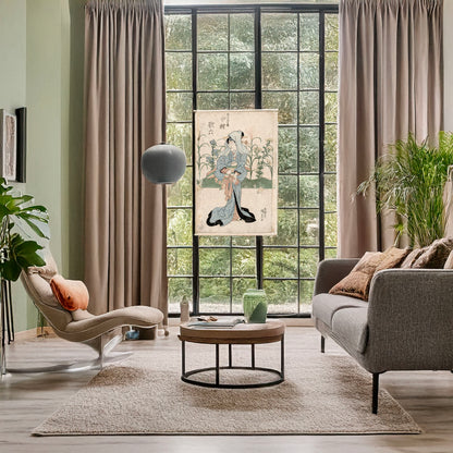 A picture of Nakamura karoku no kinokuniya koharu, a mockup of the print leaning against a wall