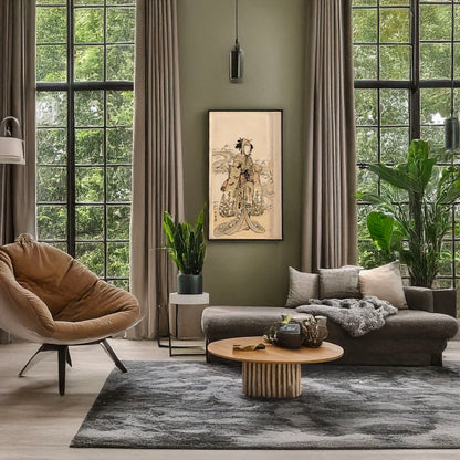 A picture of Nakamura kumesaburō, a mockup of the print leaning against a wall