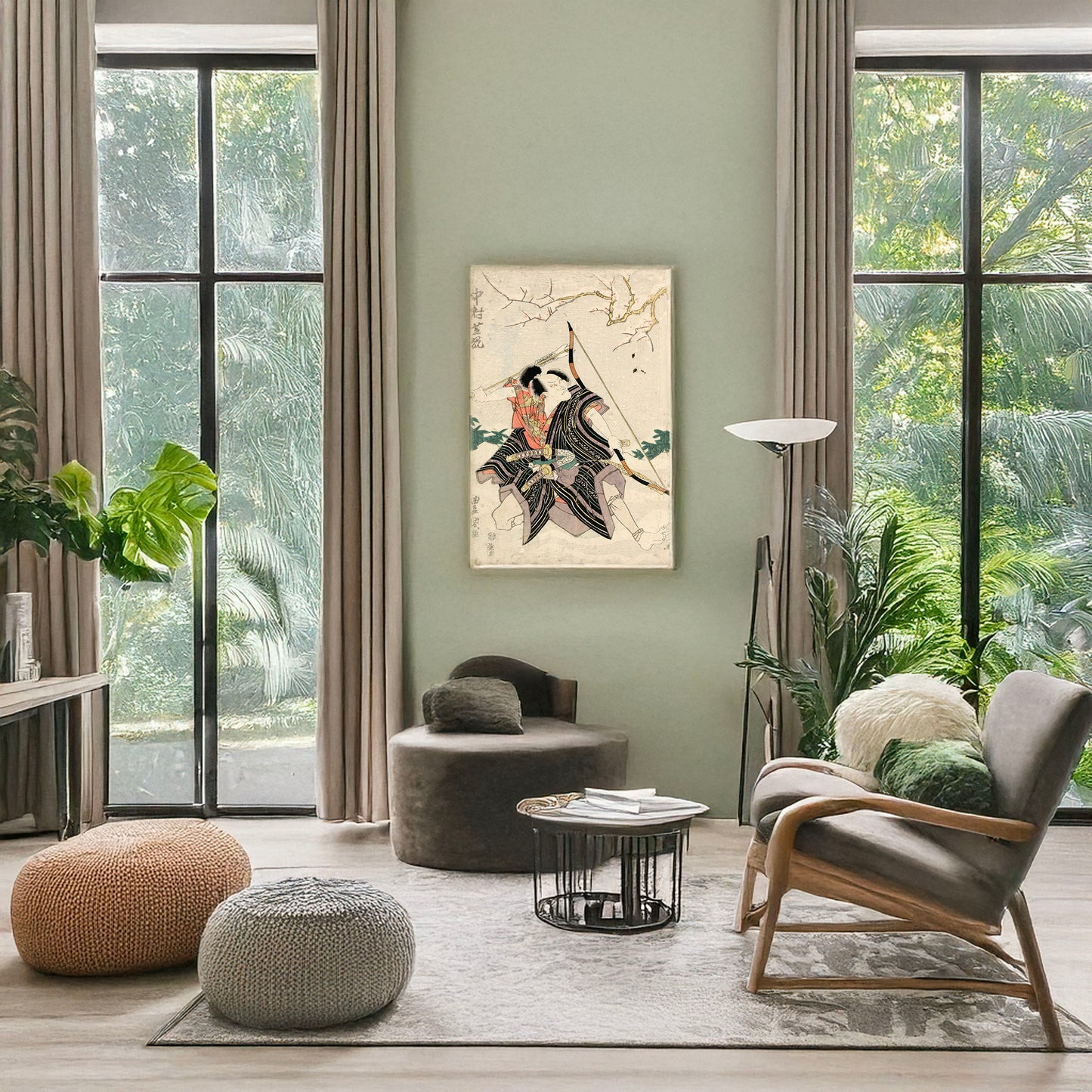 A picture of Nakamura shikan, a mockup of the print leaning against a wall