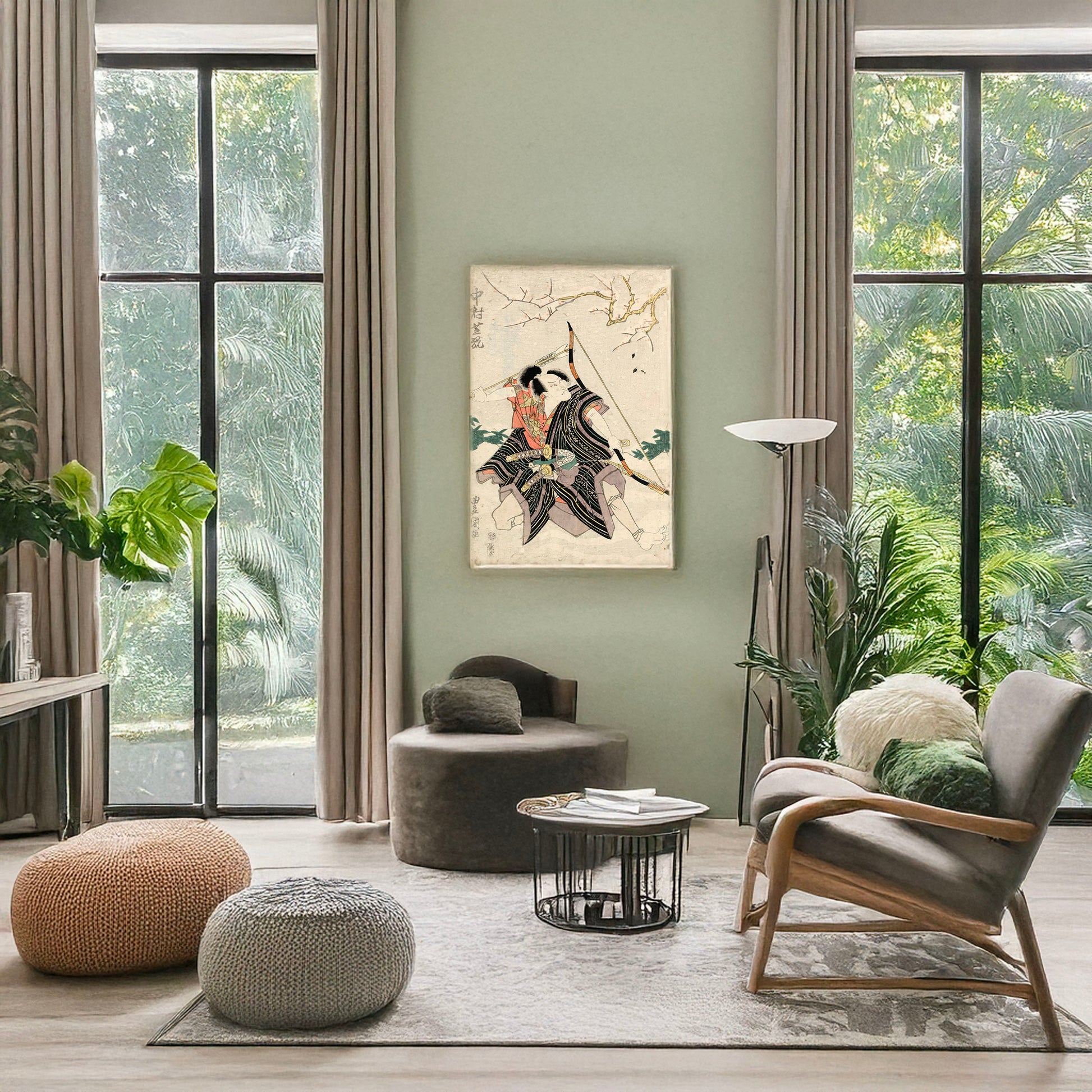 A picture of Nakamura shikan, a mockup of the print leaning against a wall