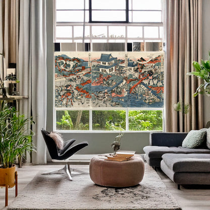 A picture of Nankō akasaka rōjō no zu, a mockup of the print leaning against a wall