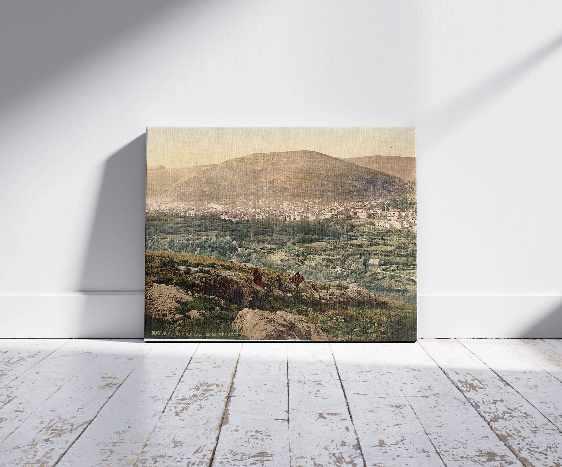 A picture of Napulus and Mount Gerizim, Napulus, Holy Land, (i.e., Nablus, West Bank)